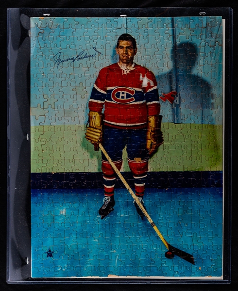 Vintage 1950s Montreal Canadiens and Detroit Red Wings Hockey Puzzle Collection of 5