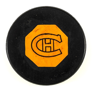 Montreal Canadiens 1958-62 "Original Six" Art Ross NHL Game Puck Plus 1942-50 Art Ross NHL Game Puck and 1950-58 Art Ross NHL Game Pucks (2)
