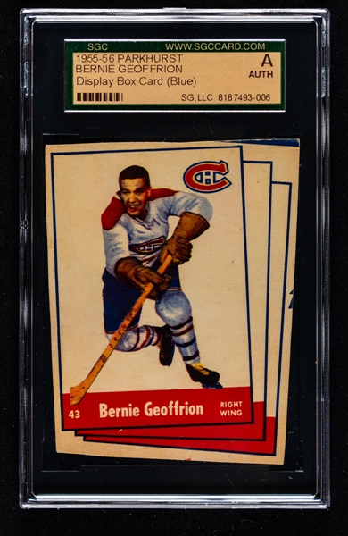 1955-56 Parkhurst Bernie Geoffrion Hockey Card From Quaker Oats Cereal Box - SGC Graded Authentic