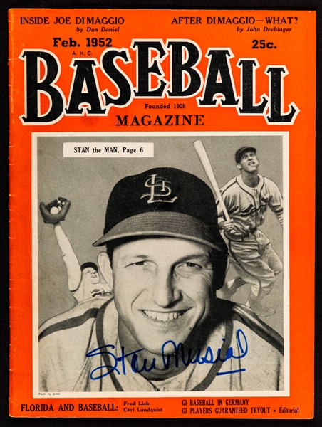 1920s to 1950s Baseball Magazines (7 Inc. 1927 Gehrig) with Signed Examples (5) Including Musial/Slaughter/Schoendienst, Rizzuto/Pesky, Musial and Others with JSA Auction LOA