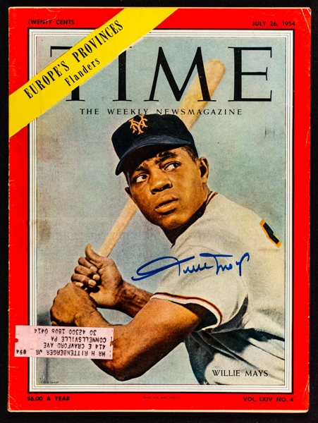 1930s to 1960s Time Baseball Magazines (11) with Signed Examples (7) Including Mays, Feller, Hubbell, Durocher and Others with JSA Auction LOA