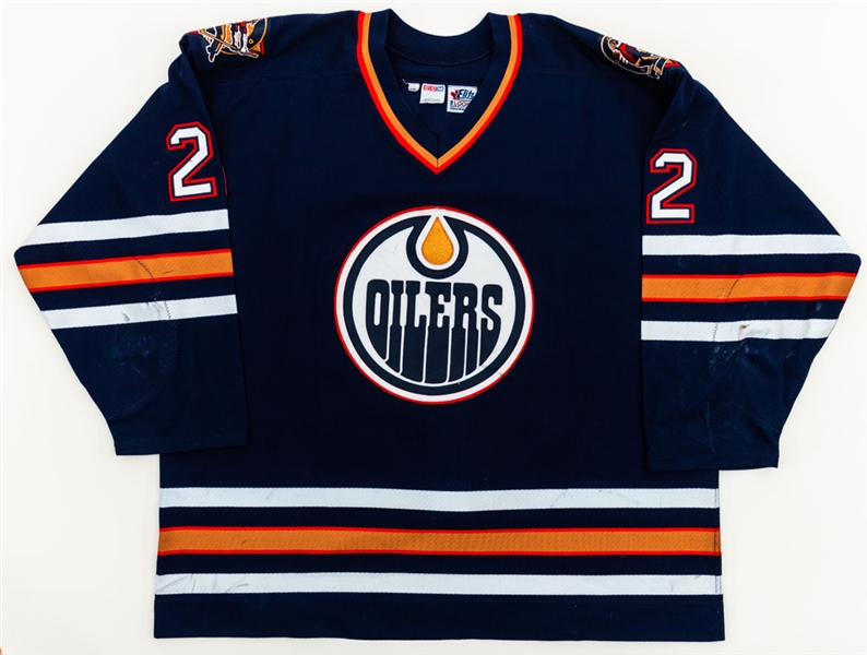 Roman Hamrlik’s 1998-99 Edmonton Oilers Game-Worn Jersey with Team LOA – Team Repairs! - Photo-Matched! 