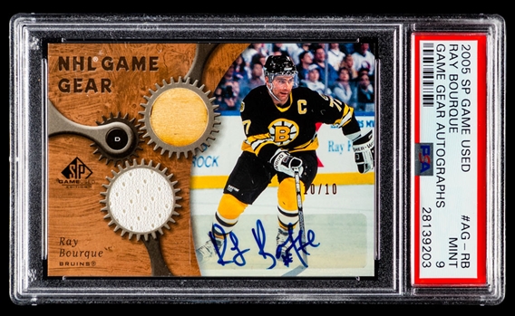 2005-06 Upper Deck SP Game Used Game Gear Autographs Hockey Card #AG-RB Ray Bourque (10/10) - Graded PSA 9 - Pop-1 Highest Graded!