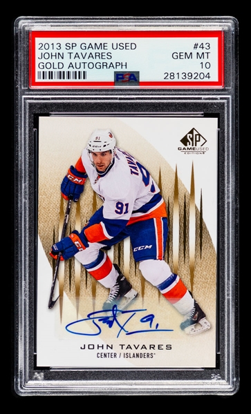 2013-14 Upper Deck SP Game Used Hockey Card #43 John Tavares Gold Autograph - Graded PSA GEM MT 10 - Pop-1 Highest Graded!