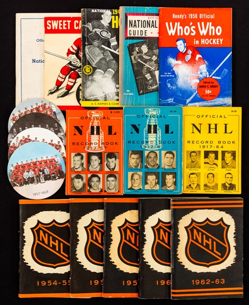1939 to 1962 NHL Record and Guide Book Collection of 14