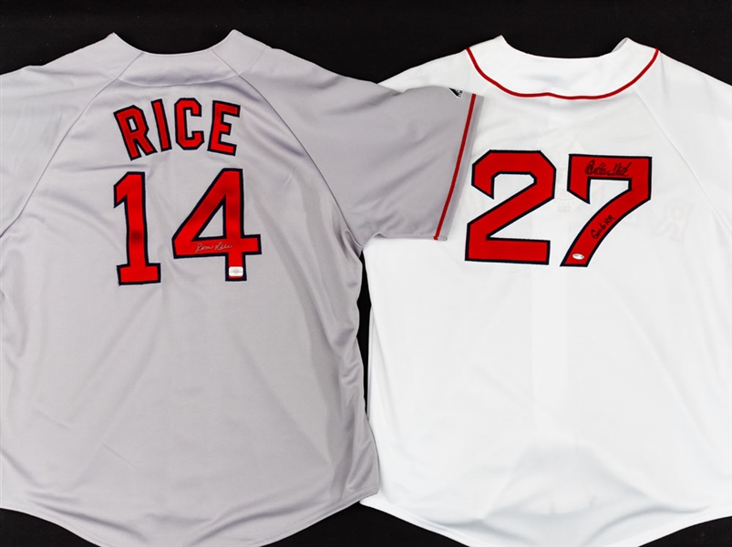 Carlton Fisk and Jim Rice Signed Boston Red Sox Jerseys