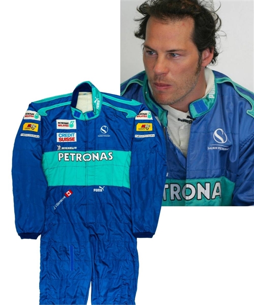 Jacques Villeneuve’s 2005 Credit Suisse Sauber Petronas F1 Team Signed Race-Worn Suit with His Signed LOA
