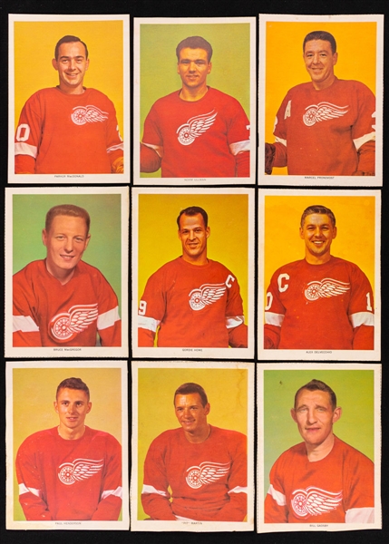 1964-65 Chex Cereal Detroit Red Wings Hockey Photos (9) - Complete Team Set