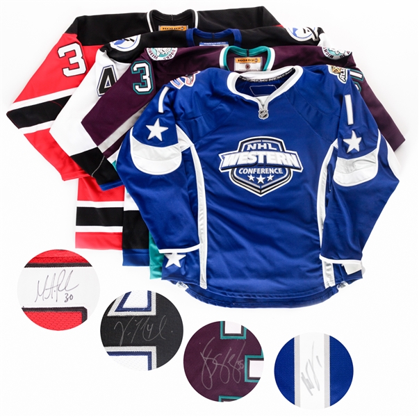 Vincent Lecavalier, Martin Brodeur, Roberto Luongo and Jean-Sebastien Giguere Signed Jersey Collection of 4 with JSA Auction LOA