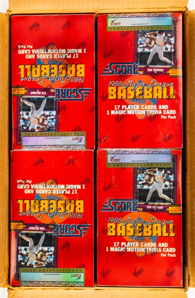1988 Score Baseball Wax Boxes (20) - iCert Certified from Sealed Case