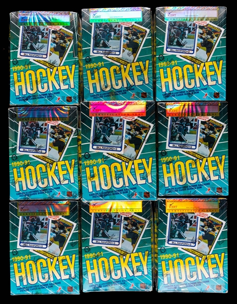 1990-91 O-Pee-Chee Hockey Wax Boxes (10 - iCert Certified) and 1990-91 O-Pee-Chee Hockey Sealed Factory Sets (10)