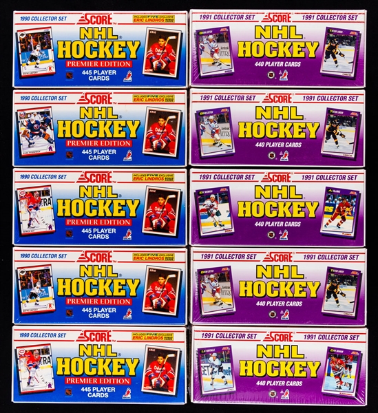 1990-91 Score Hockey Sealed Factory Sets (10) and 1991-92 Score Hockey Sealed Factory Sets (10)