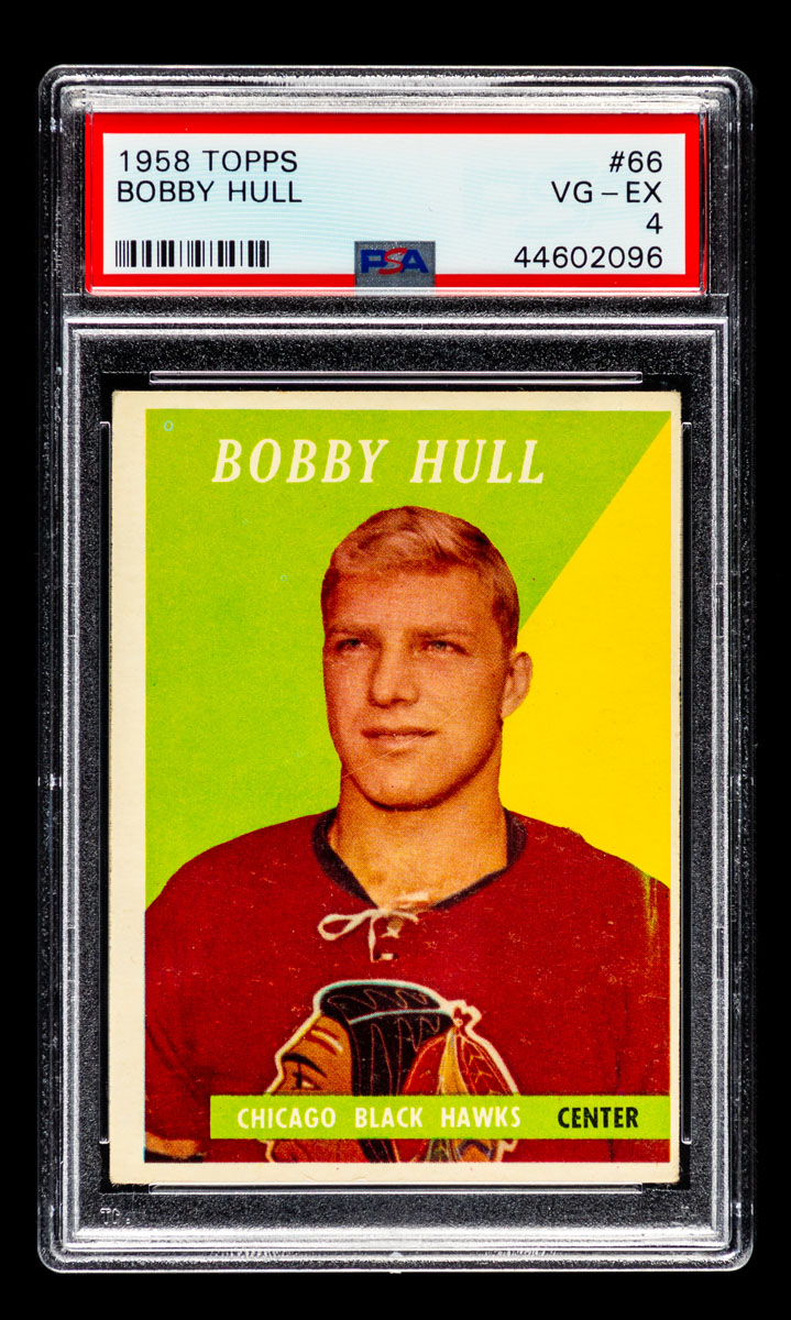 Lot Detail - 1958-59 Topps Hockey Card #66 HOFer Bobby Hull Rookie ...