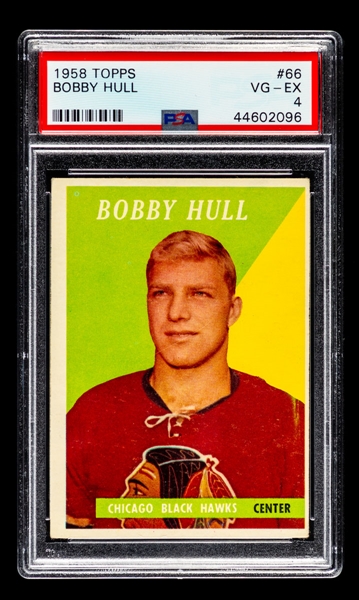 1958-59 Topps Hockey Card #66 HOFer Bobby Hull Rookie - Graded PSA 4