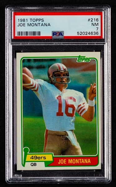 1981 Topps Football Card #216 HOFer Joe Montana Rookie - Graded PSA 7