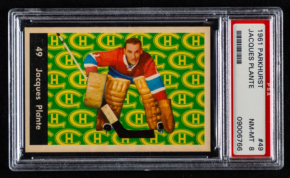 1961-62 Parkhurst Hockey Card #49 HOFer Jacques Plante - Graded PSA 8