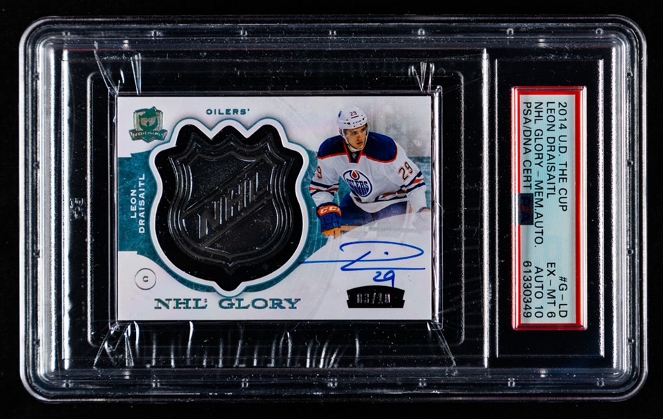2014-15 Upper Deck The Cup NHL Glory Signed Hockey Card #G-LD Leon Draisaitl Rookie (03/10) - Graded PSA 6 (Auto Graded PSA 10)
