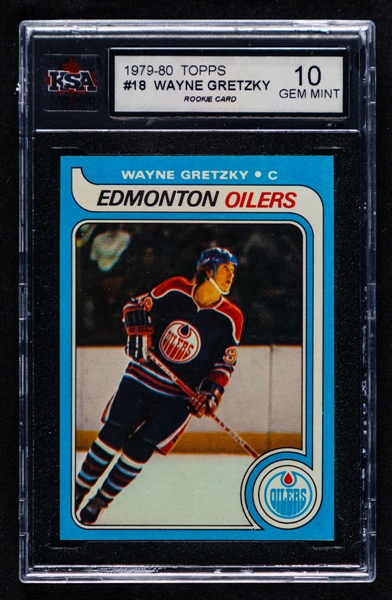 1979-80 Topps Hockey Card #18 HOFer Wayne Gretzky Rookie - Graded KSA 10 GEM MINT
