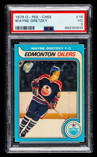 1979-80 O-Pee-Chee Hockey Card #18 HOFer Wayne Gretzky Rookie - Graded PSA 3