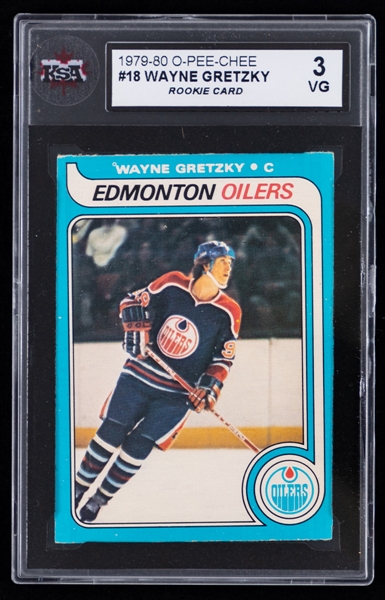 1979-80 O-Pee-Chee Hockey Card #18 HOFer Wayne Gretzky Rookie - Graded KSA 3