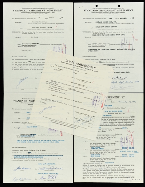 Toronto Maple Leafs 1960s Official Document Collection of 4 – Signatures from Punch Imlach and Sam Pollock 