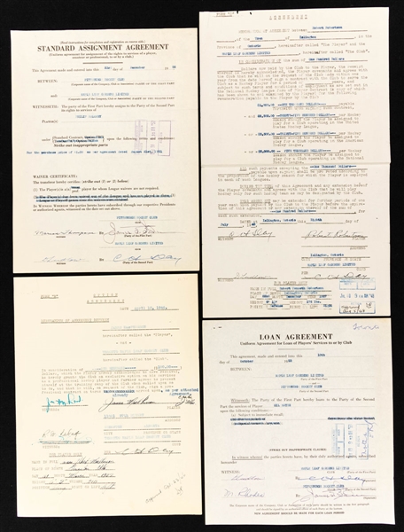 Toronto Maple Leafs 1940s/50s Official Document Collection of 4 Signed by Deceased HOFer Hap Day 