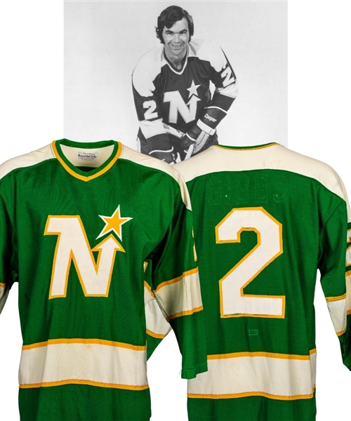 Barry Gibbs 1974-75 Minnesota North Stars Game-Worn Jersey - Team Repairs!