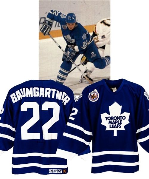 Ken Baumgartners 1992-93 Toronto Maple Leafs Game-Worn Jersey with Team LOA - Centennial Patch!
