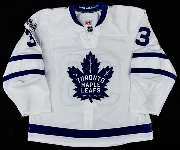 Frederik Gauthiers 2016-17 Toronto Maple Leafs Game-Worn Jersey with Team COA - NHL Centennial Patch! - Photo-Matched!