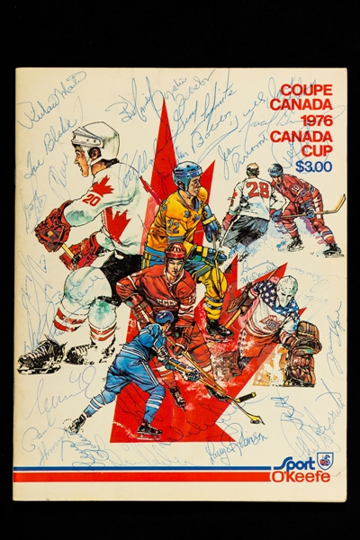 Team Canada Team-Signed 1976 Canada Cup Program by 30 including Tournament MVP Bobby Orr with JSA LOA - Signatures Obtained in Dressing Room!