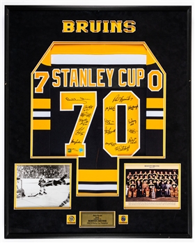 Boston Bruins’ 1970 Stanley Cup Champions Team-Signed Limited-Edition #29/70 Framed Jersey Display including Bobby Orr with LOA (34” x 42”)