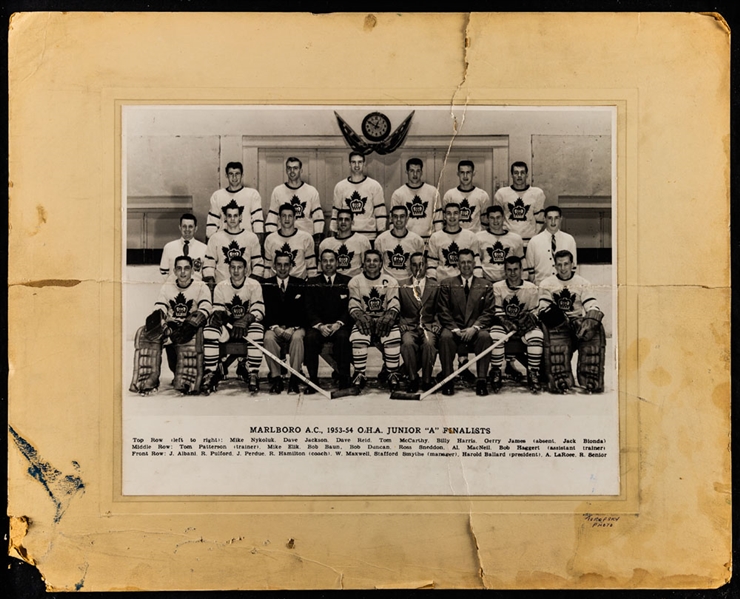 Vintage 1928-29 to 1953-54 Hockey Team Photo Collection of 4 Including Toronto Marlboros 1953-54 Team Photo by Turofsky