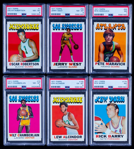 1971-72 Topps Basketball Complete 233-Card Set with PSA-Graded Star Cards (6)