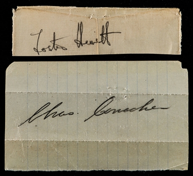 Deceased HOFers Chas Conacher and Foster Hewitt Signed Cuts with LOA