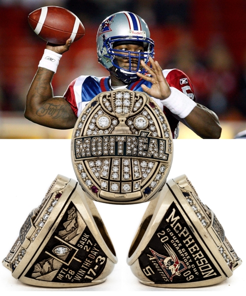 Adrian McPhersons 2009 Montreal Alouettes Grey Cup Championship 10K Gold and Diamond Ring