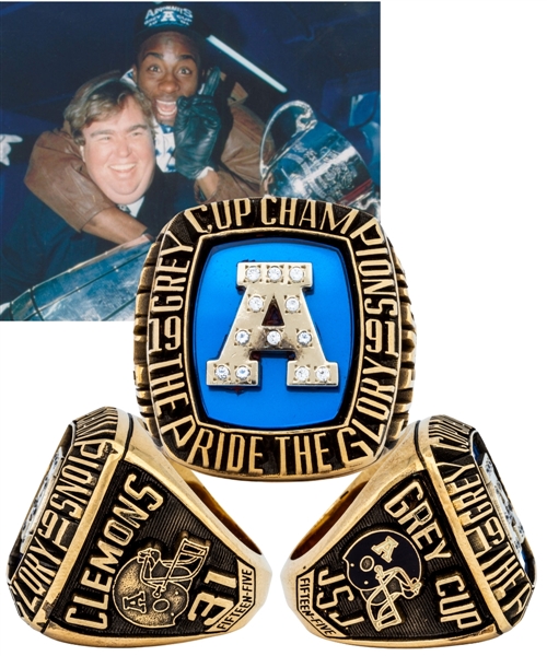 Michael "Pinball" Clemons 1991 Toronto Argonauts Grey Cup Championship Salesmans Sample 10K Gold Ring