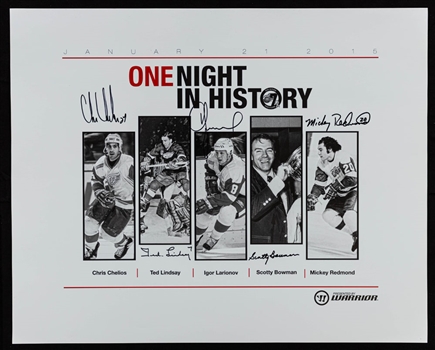 Detroit Red Wings “One Night in History” Multi-Signed Print with Ted Lindsay, Chris Chelios, Igor Larionov and Others - LOA - Proceeds to Benefit the Ted Lindsay Foundation (16” x 20”)