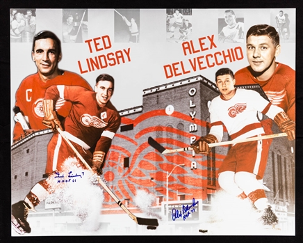 Ted Lindsay and Alex Delvecchio Detroit Red Wings “Motor City’s Finest” Signed Print with LOA – Proceeds to Benefit the Ted Lindsay Foundation (16” x 20”)