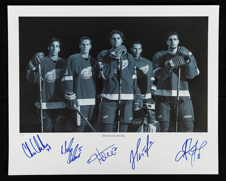 Detroit Red Wings “Enter at Your Own Risk” Multi-Signed Limited-Edition Print with Chelios, Lidstrom, Hasek and Others - LOA - Proceeds to Benefit the Ted Lindsay Foundation (16” x 20”)