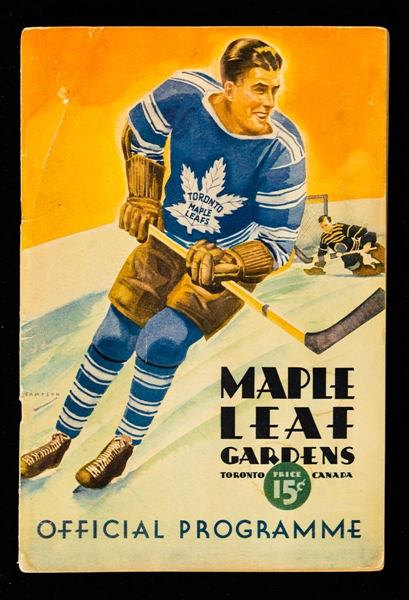 March 22, 1934 Game 1 Stanley Cup Semifinals Maple Leaf Gardens Program – Toronto Maple Leafs vs Detroit Red Wings