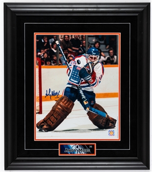 Grant Fuhr Signed 2003 Winter Classic Framed Display (23" x 25") and Andy Moog Edmonton Oilers Signed Framed Photos (2) 