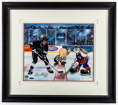 Wayne Gretzky Signed 1995 Warner Bros Framed Limited-Edition Cel #613/750 with UDA COA (23 ¼” x 25 ¾”)