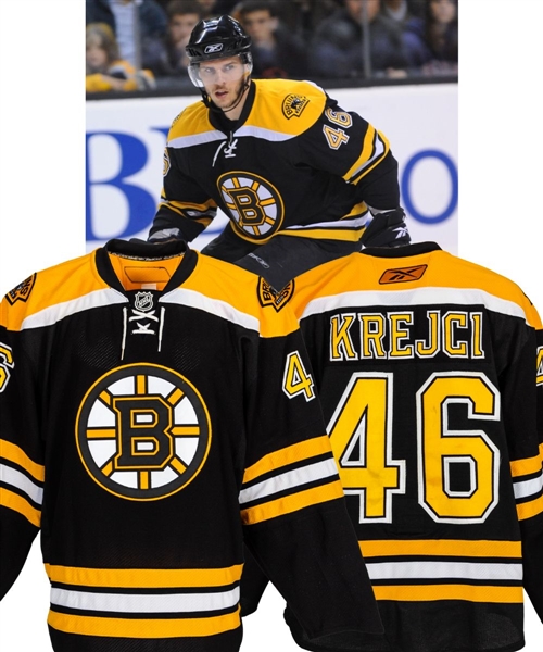 David Krejci’s 2008-09 Boston Bruins Game-Worn Playoffs Jersey with Letter – Photo-Matched! 