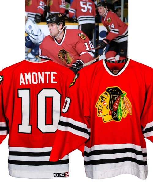 Tony Amontes Mid-1990s Chicago Black Hawks Game-Worn Jersey - Team Repairs!