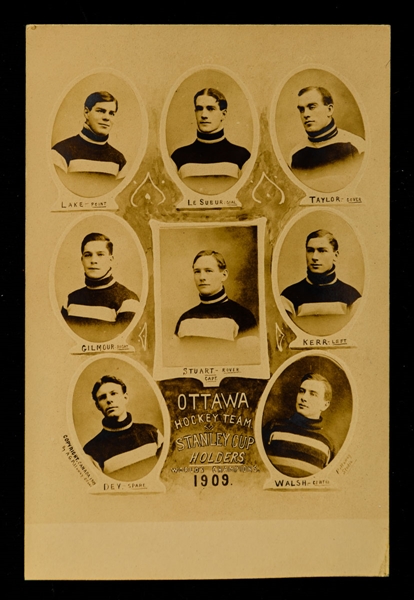 Extremely Rare Deceased HOFer Percy LeSueur Signed 1909 Ottawa Senators Real Team Photo Postcard
