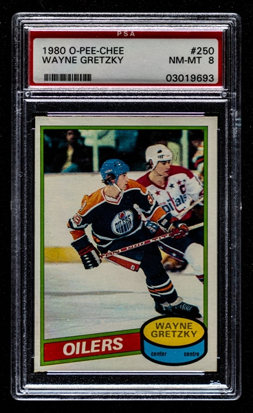 1980-81 O-Pee-Chee Hockey Card #250 HOFer Wayne Gretzky - Graded PSA 8