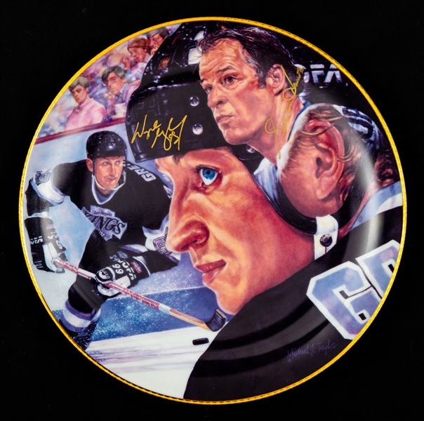 Wayne Gretzky and Gordie Howe "1851" Dual-Signed Limited-Edition Gartlan Plate