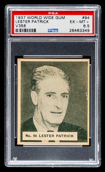 1937-38 World Wide Gum V356 Hockey Card #94 HOF Lester Patrick - Graded PSA 6.5