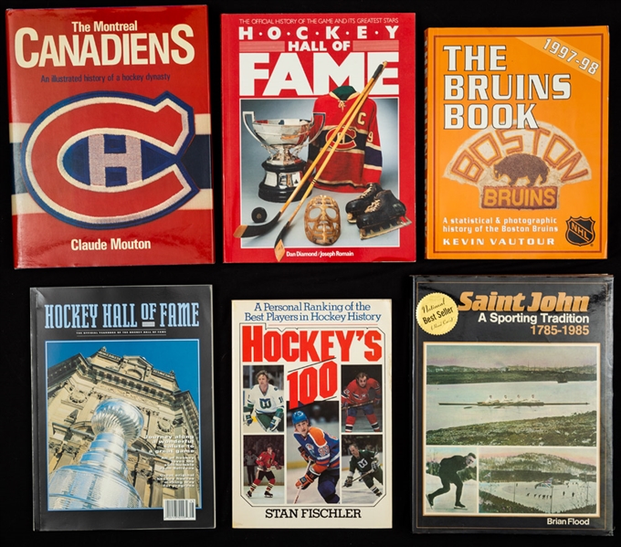 Vintage and Modern Hockey Book Collection of 20 From the Personal Collection of Jean Beliveau with Many Signed