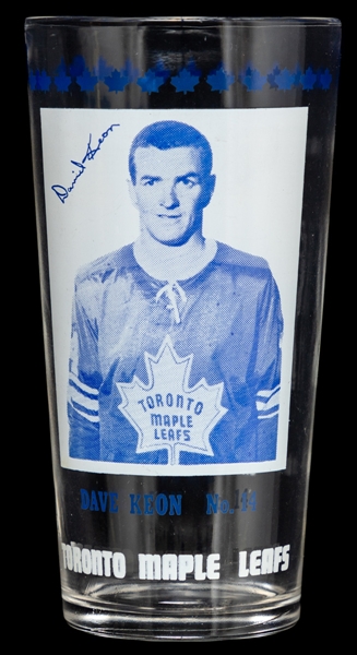 Toronto Maple Leafs Memorabilia and Card Collection of 5 Including 1967-68 Dave Keon York Peanut Butter Glass